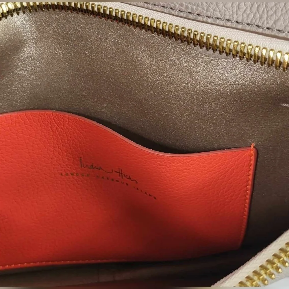 India Hicks‎ Leather Clutch Bag in Taupe